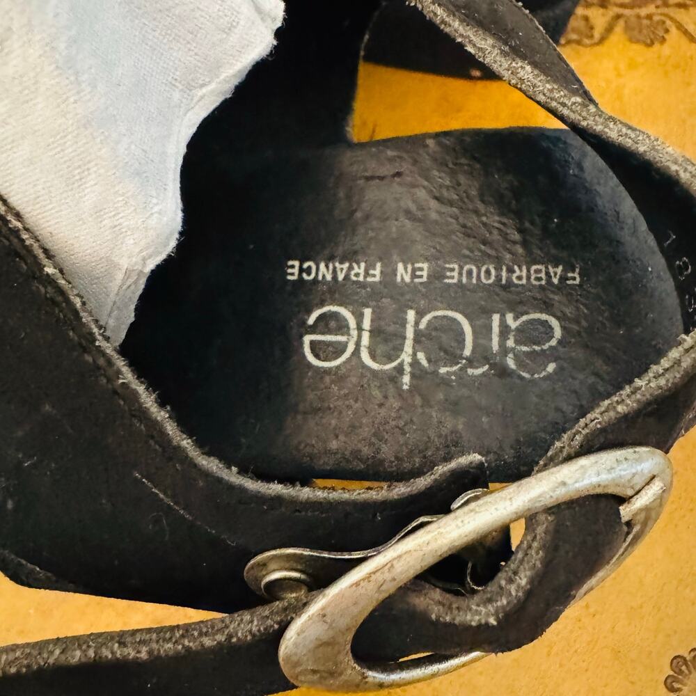 Arche France Womens Nubuck Leather Black Wedge Sandals & Dust Bag Sz 39 US 8 - Picture 13 of 16